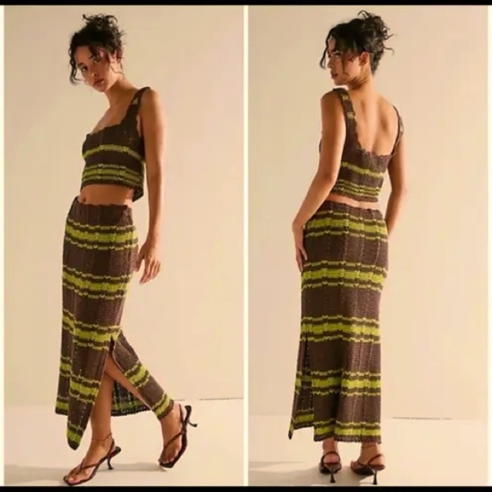 Free People Beach Cover up DONNI
Sweater Set Crochet Skirt 
NWOT Size Medium